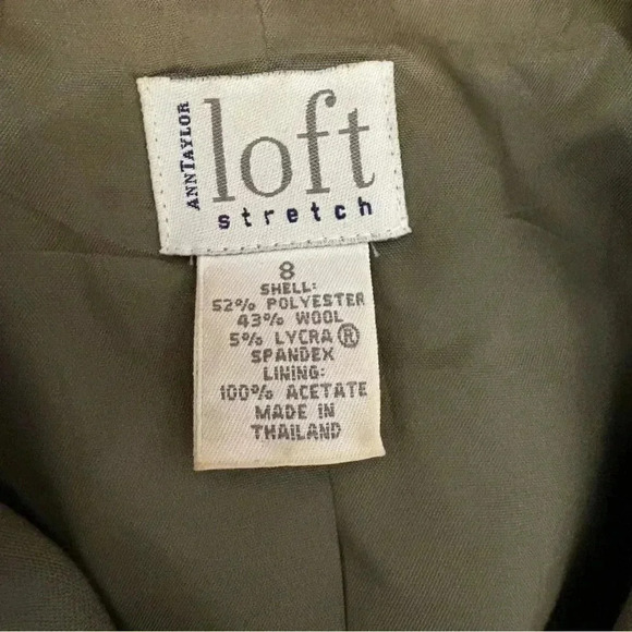 Ann Taylor Loft Stretch Women’s Wool Blend Blazer Jacket Green Gray Lined Career - Picture 2 of 13